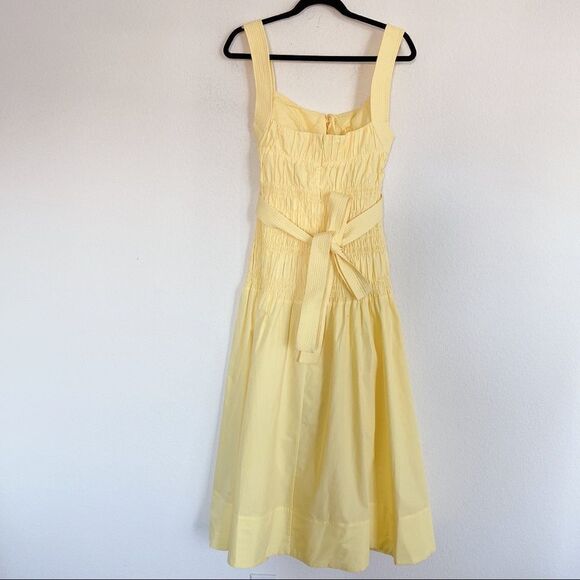 Self-Portrait Bright Yellow Cotton Poplin Sleeveless Midi Dress size US8 - Picture 11 of 12